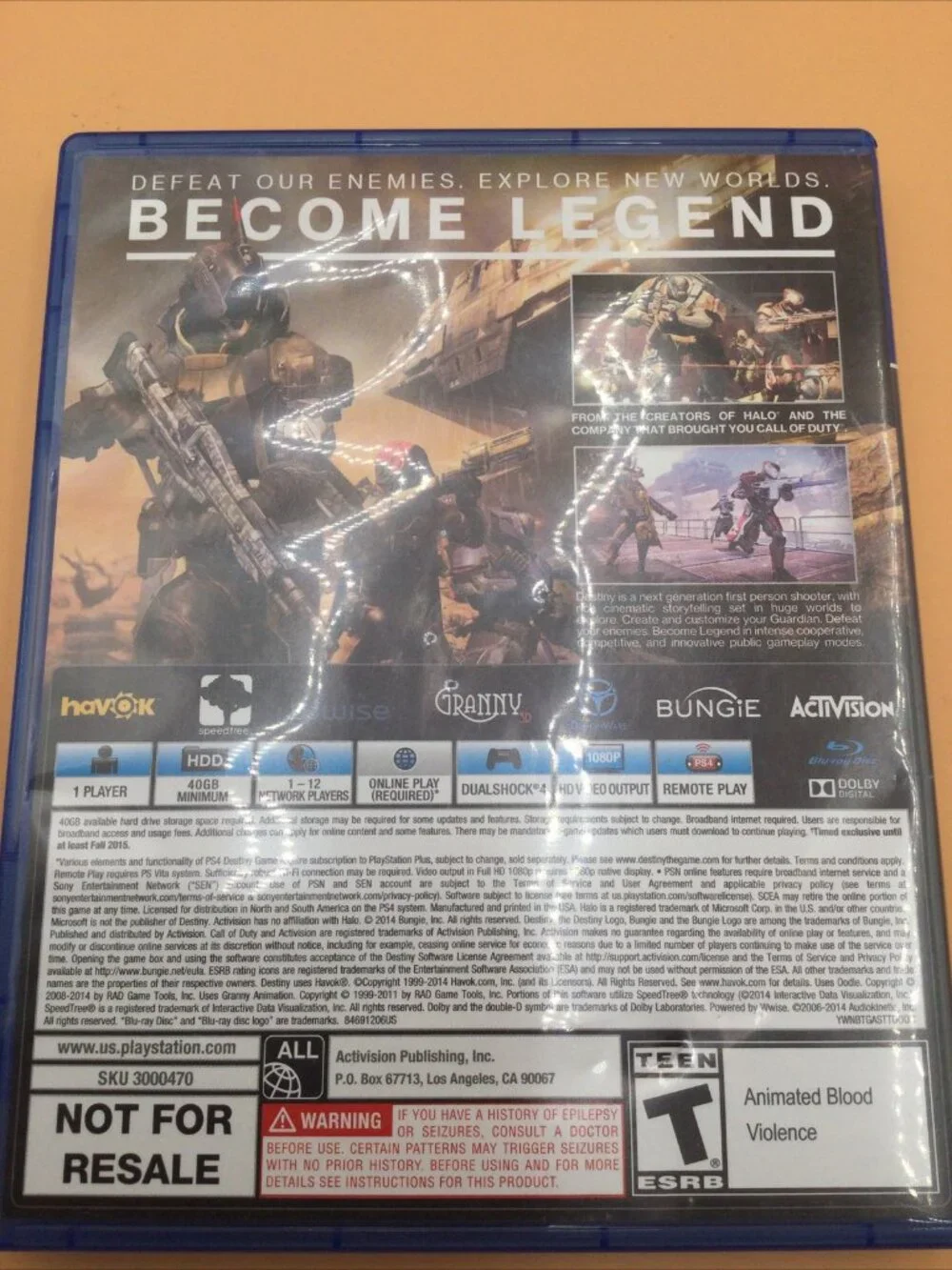 Destiny (Sony PlayStation 4, 2014) PS4 Game Good Condition (With Case Manual)
